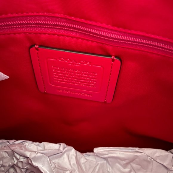 Coach Lexy Shoulder Bag Bright Pink PEBBLE LEATHER NWT - Picture 8 of 14